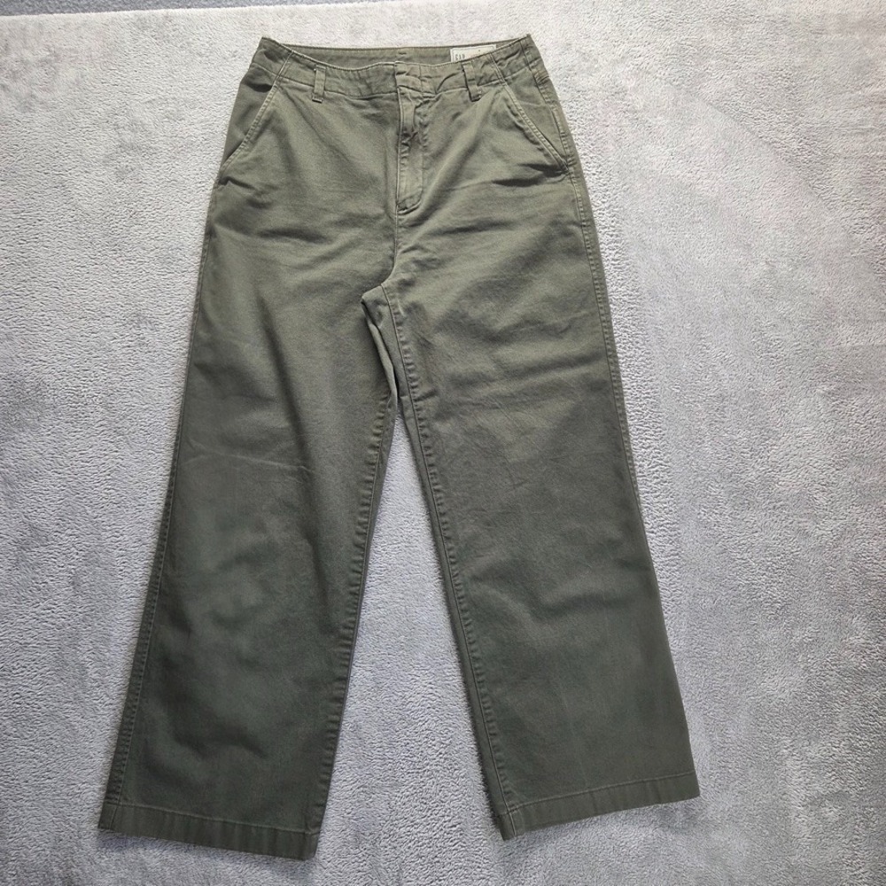 Gap‎ Pants Womens 6 Loose Khakis Green High Rise Straight Baggy Skater Twill